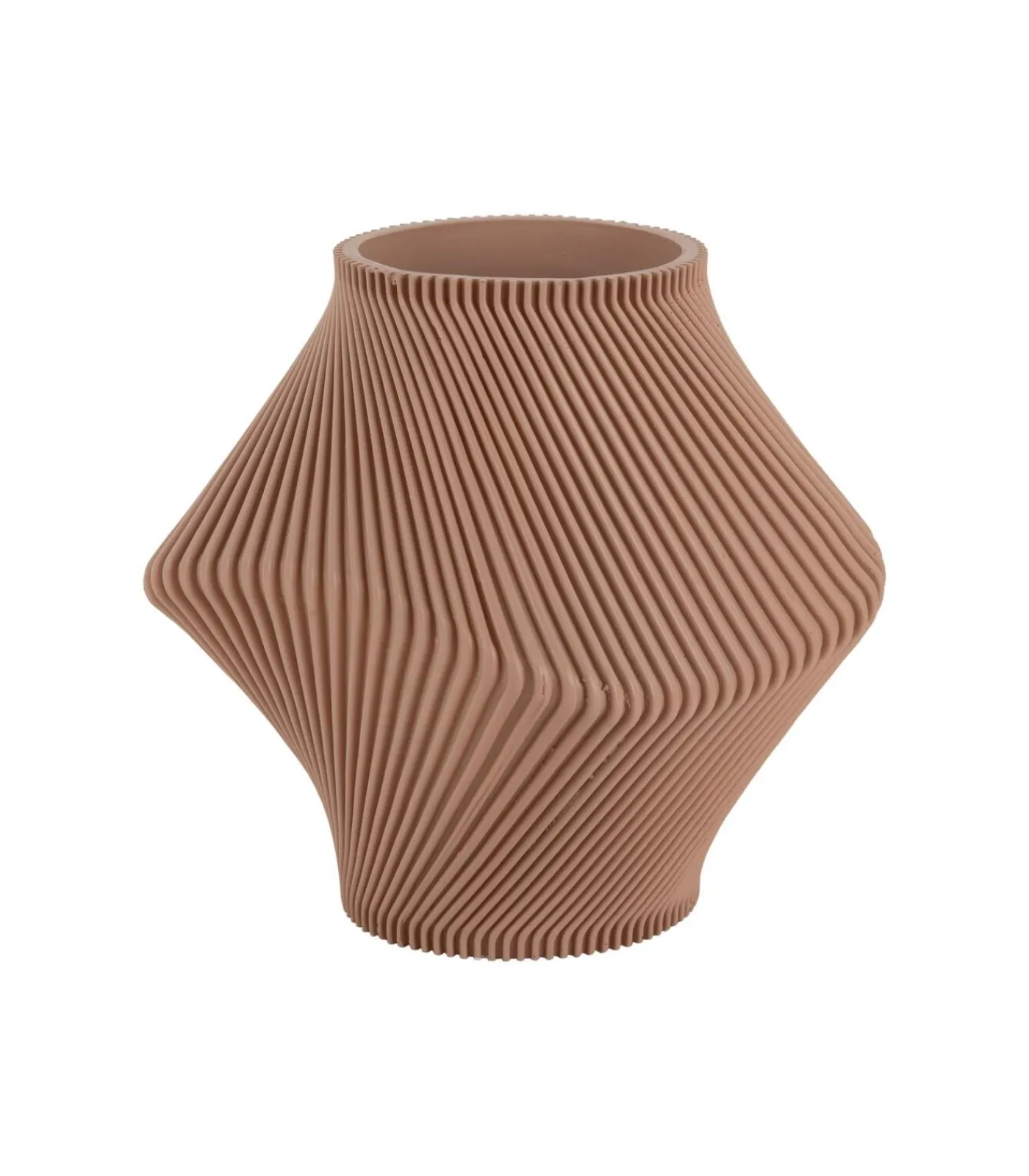 Outlet Vaas Twisted Rib - Zachtbruin - Ø18cm Vazen