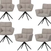 Vinny Draaistoelen - Bouclé - Zand - Set van 6 Stoelen