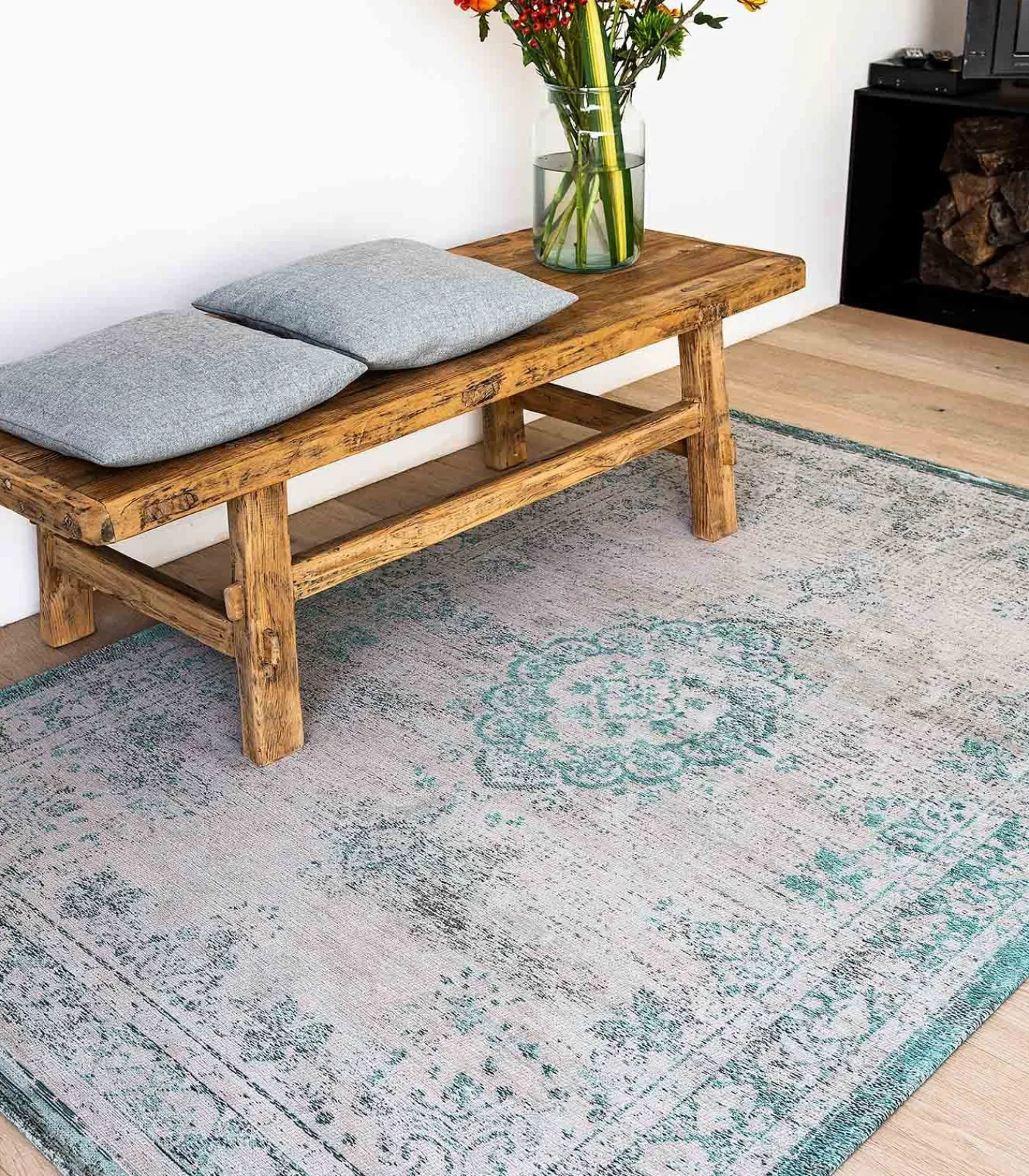 Clearance Vlak geweven woonkamer- en slaapkamerkleed STONY Oyster Tapijten