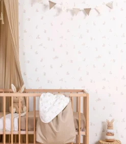 Vliesbehang Baby Bunny Bruin/Wit Wanddecoratie