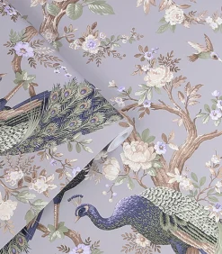 Sale Vliesbehang Belvedere | Paars | Pauwen | Wanddecoratie