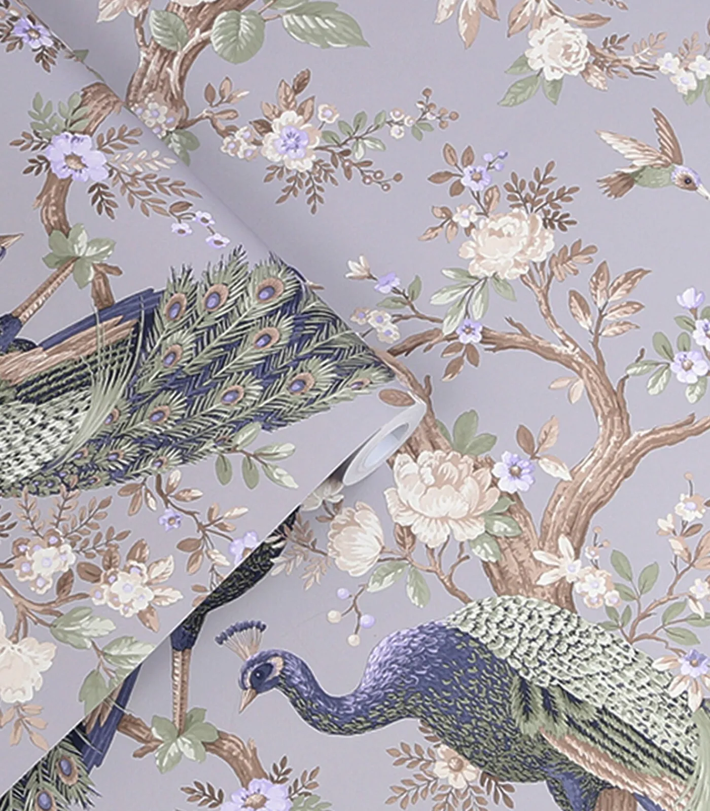 Sale Vliesbehang Belvedere | Paars | Pauwen | Wanddecoratie