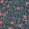 Best Vliesbehang Bird & Pomegranate Navy Blue Wanddecoratie
