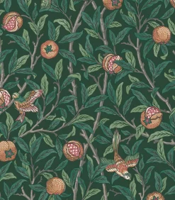Outlet Vliesbehang Bird & Pomegranate Deep Wanddecoratie