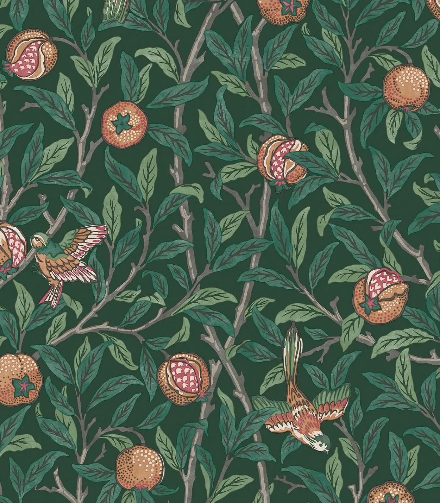 Outlet Vliesbehang Bird & Pomegranate Deep Wanddecoratie