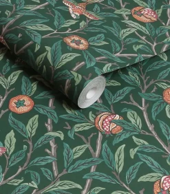 Outlet Vliesbehang Bird & Pomegranate Deep Wanddecoratie