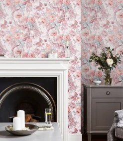 Sale Vliesbehang Birtle | Roze | Vogels & Wanddecoratie