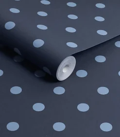 Hot Vliesbehang Button Spot Navy Wanddecoratie