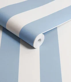 Best Vliesbehang Canopy Stripe Blue Wanddecoratie