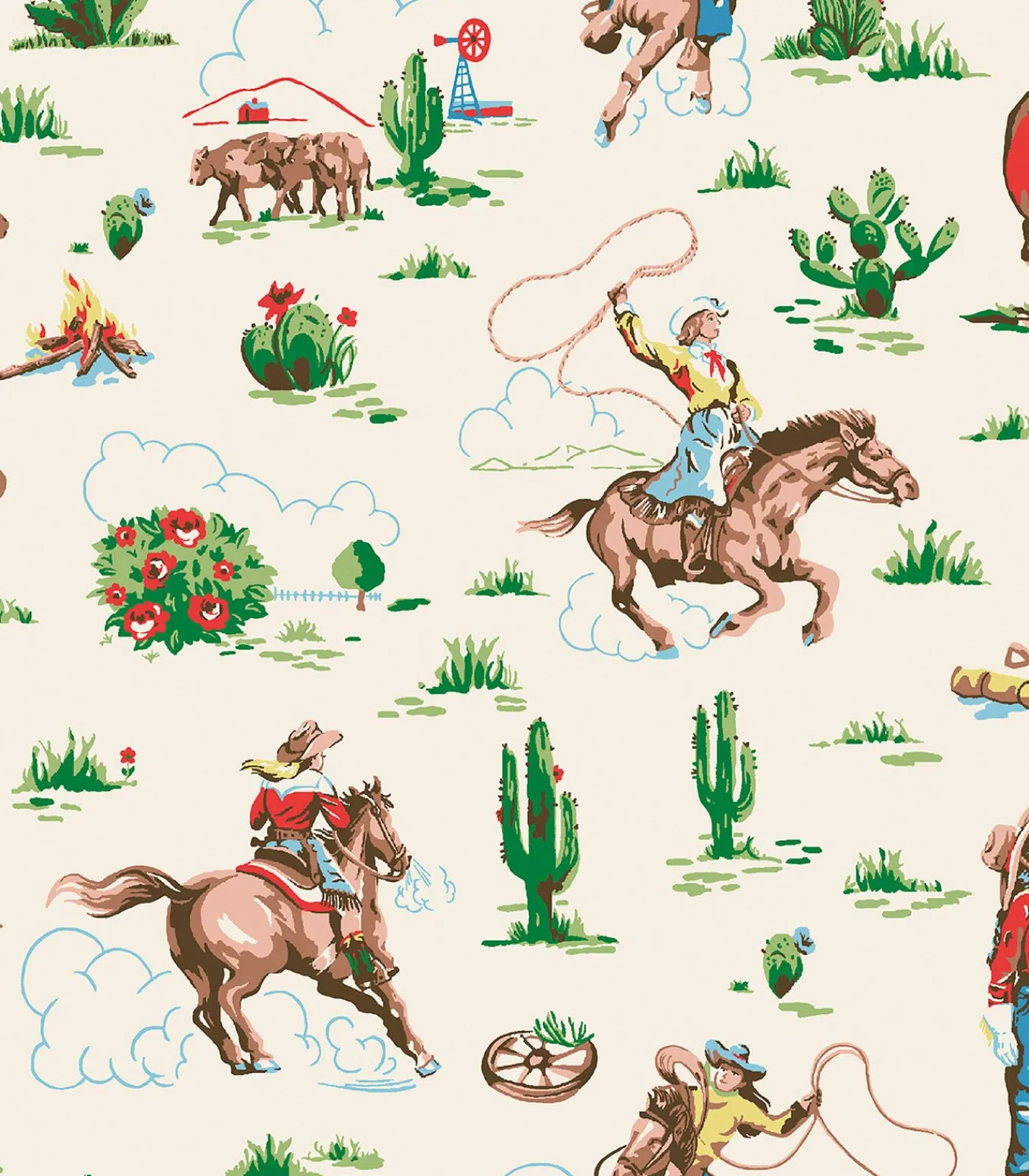 Sale Vliesbehang Cowgirls Multi Wanddecoratie