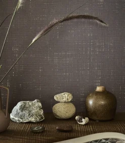 Discount Vliesbehang linnen gold ebony Wanddecoratie