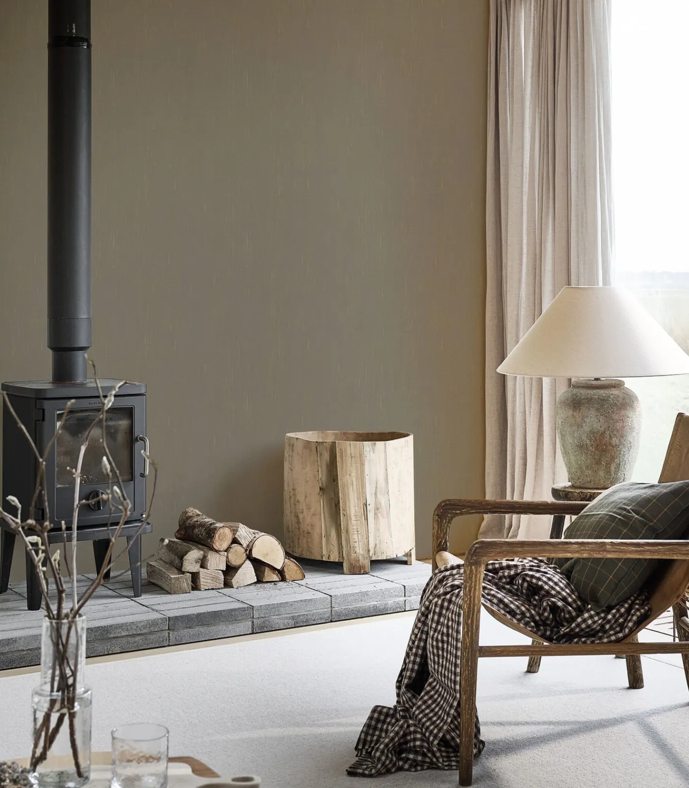 Hot Vliesbehang linnen gold mire Wanddecoratie