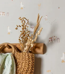Vliesbehang Little Farm Groen Wanddecoratie