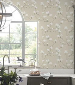 Hot Vliesbehang Magnolia Grove Natural | Wanddecoratie