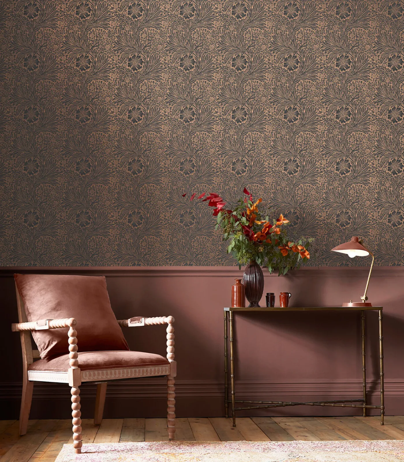 Outlet Vliesbehang Marigold Fibrous Charcoal Wanddecoratie