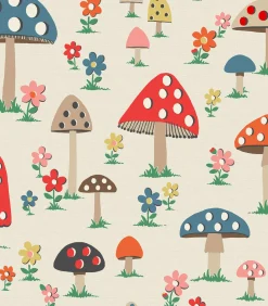 New Vliesbehang Mushrooms Multi Wanddecoratie