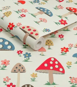 New Vliesbehang Mushrooms Multi Wanddecoratie