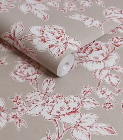 Best Vliesbehang Pollington Roses Donkergrijs Wanddecoratie