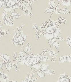 Hot Vliesbehang Pollington Roses Naturel Wanddecoratie