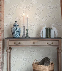 Hot Vliesbehang Pollington Roses Naturel Wanddecoratie