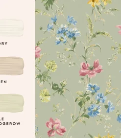 Best Vliesbehang Poppy Meadow Groen Wanddecoratie