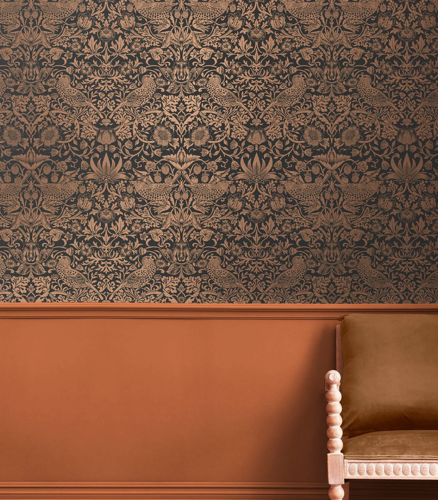 New Vliesbehang Strawberry Thief Fibrous Wanddecoratie