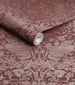 Online Vliesbehang Strawberry Thief Fibrous Wanddecoratie