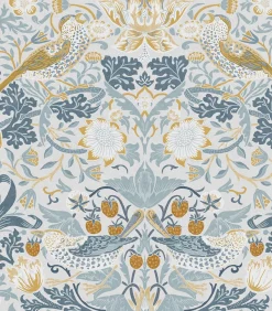 Sale Vliesbehang Strawberry Thief Soft Blue Wanddecoratie