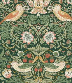 Hot Vliesbehang Strawberry Thief Rich Green Wanddecoratie
