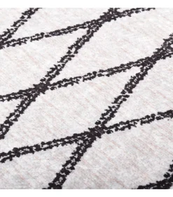 Hot Vloerkleed wasbaar anti-slip 160x230 cm zwart en wit Tapijten