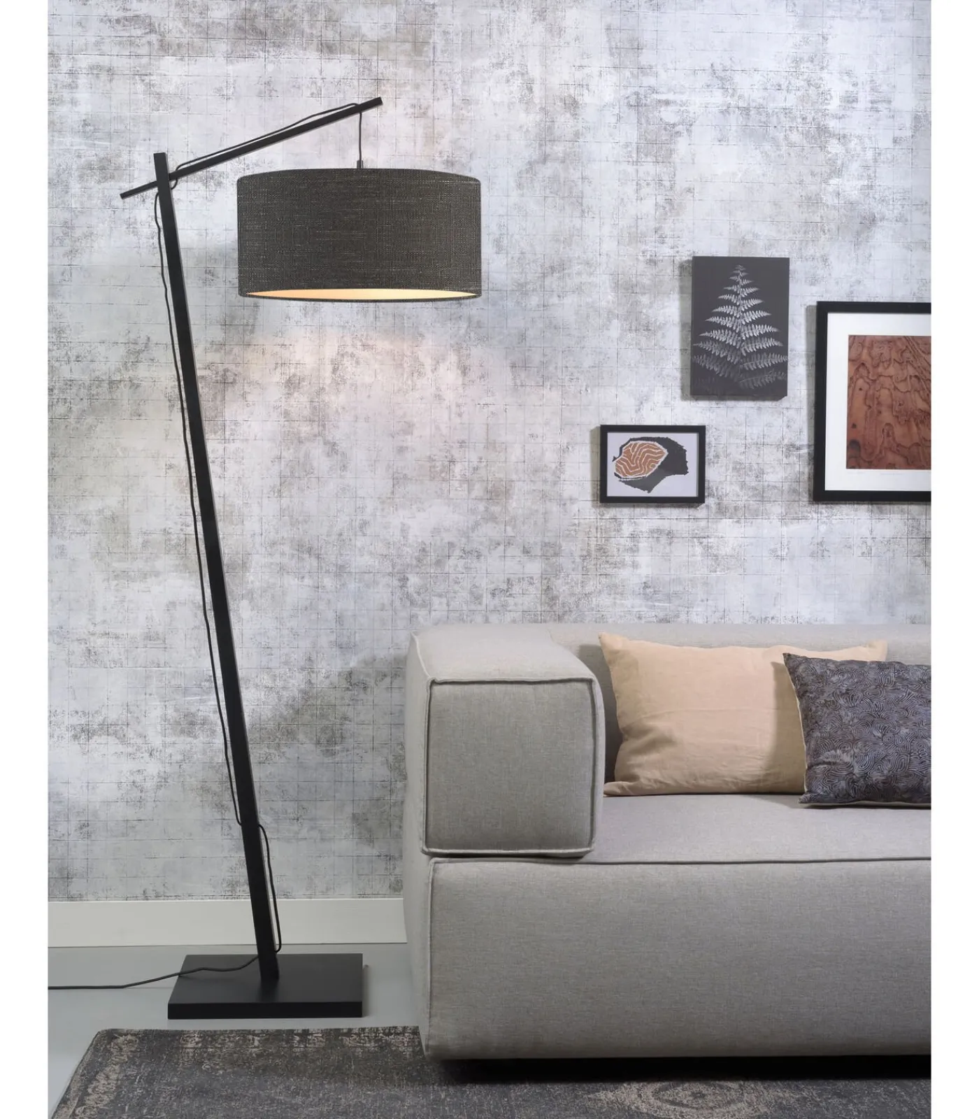 Clearance Vloerlamp Andes - Zwart/Donkergrijs - 72x47x176cm Vloerlampen