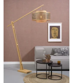 New Vloerlamp Bhutan - Bamboe/Zwart - 165x50x207cm Vloerlampen