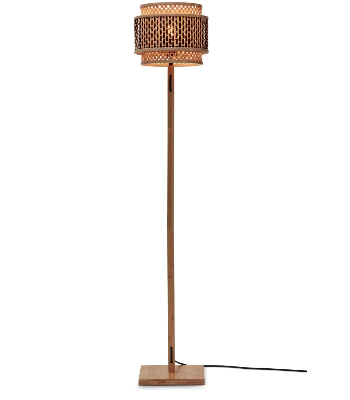 Discount Vloerlamp Bhutan - Bamboe/Zwart - Ø25x130cm Vloerlampen