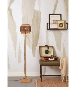 Discount Vloerlamp Bhutan - Bamboe/Zwart - Ø25x130cm Vloerlampen