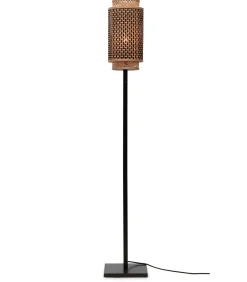 Outlet Vloerlamp Bhutan - Zwart/Bamboe - 20x20x145cm Vloerlampen