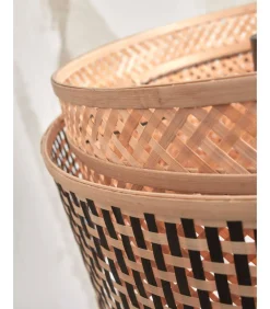 Outlet Vloerlamp Bhutan - Zwart/Bamboe - 20x20x145cm Vloerlampen