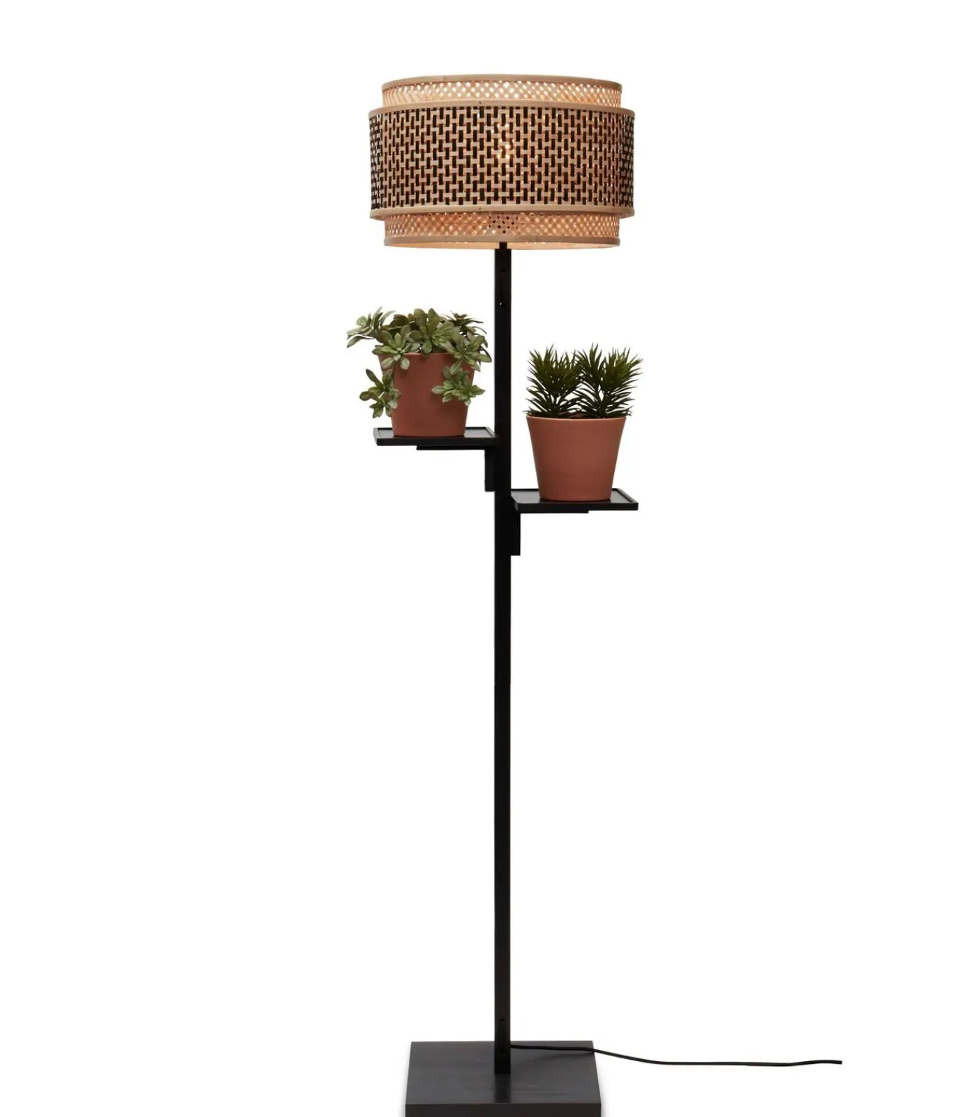 Sale Vloerlamp Bhutan - Zwart/Bamboe - Ø40x160cm Vloerlampen