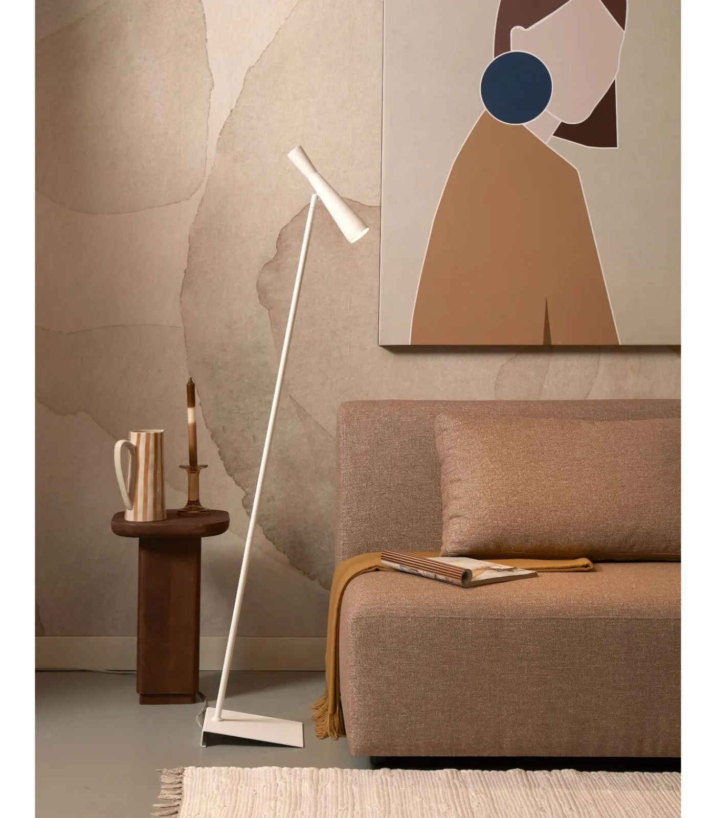 Clearance Vloerlamp Bordeaux - Wit - 22x36x145.5cm Vloerlampen