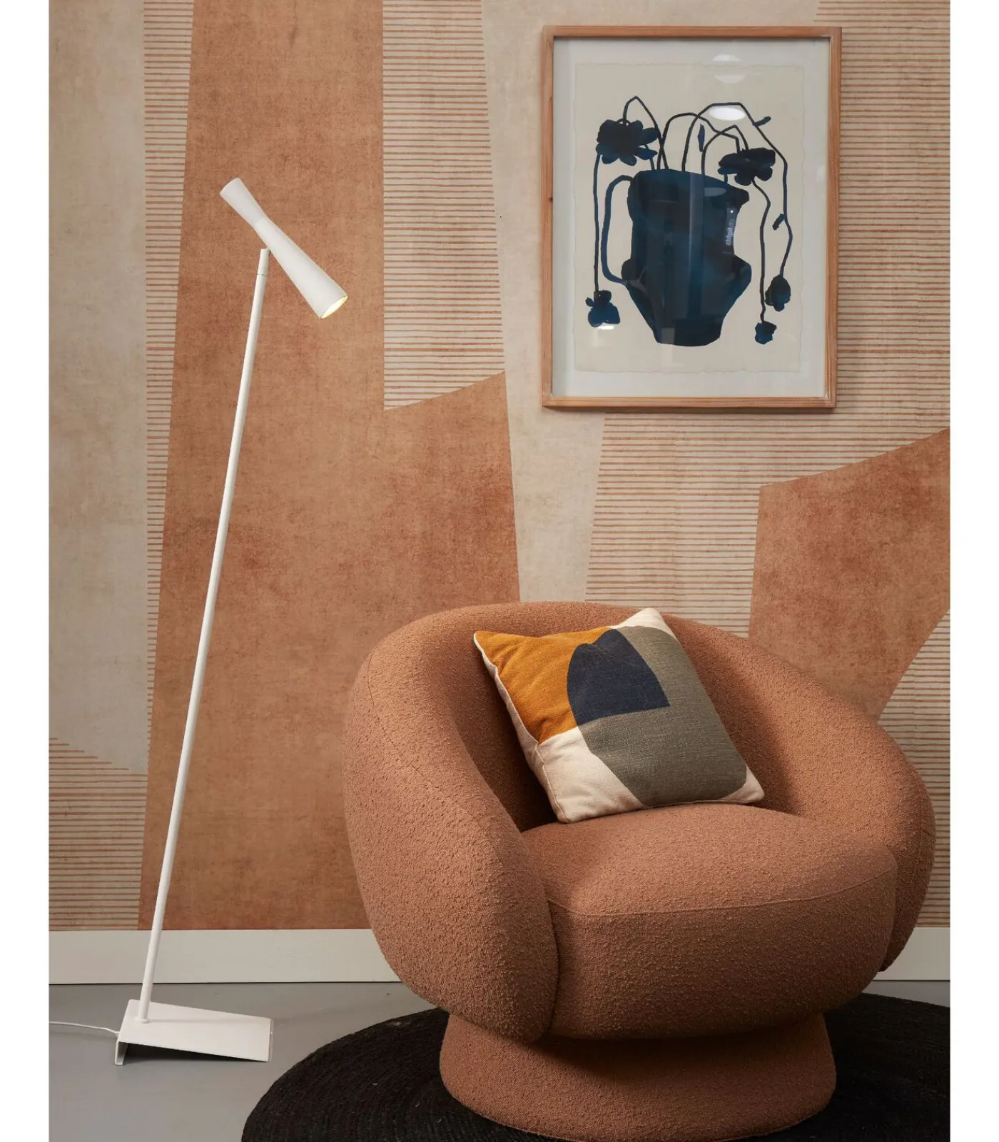 Clearance Vloerlamp Bordeaux - Wit - 22x36x145.5cm Vloerlampen