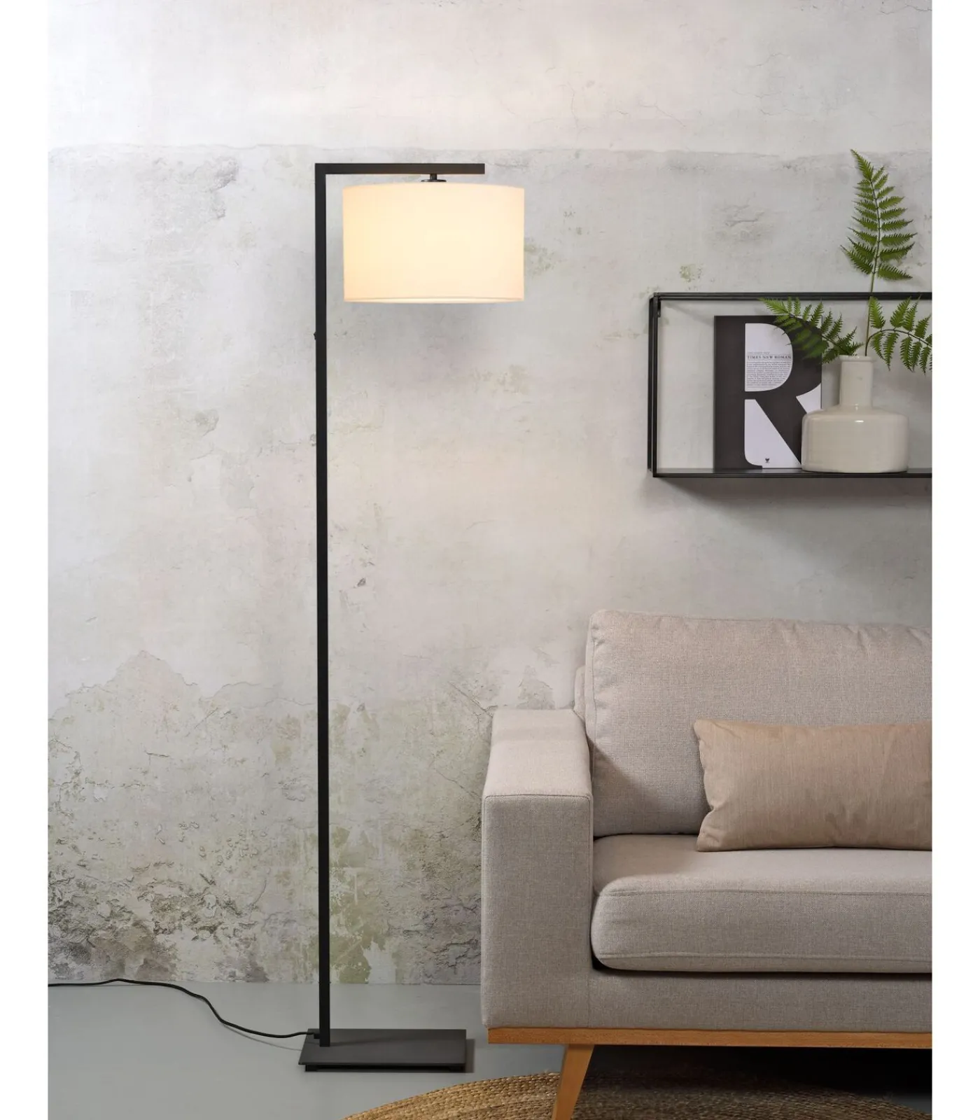 Online Vloerlamp Boston - Zwart/Wit - 30x32x160cm Vloerlampen