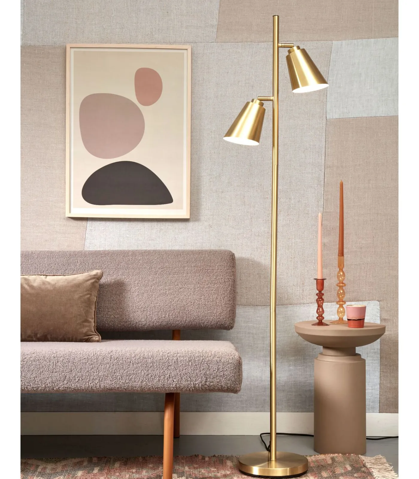 Best Vloerlamp Bremen - Goud - 45x25x162cm - 2L Vloerlampen