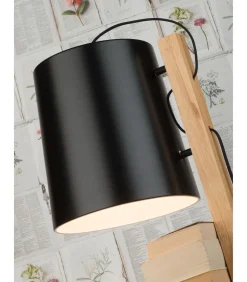 Outlet Vloerlamp Cambridge - Zwart/Naturel - 38x30x168cm Vloerlampen