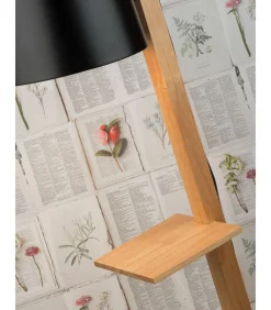 Outlet Vloerlamp Cambridge - Zwart/Naturel - 38x30x168cm Vloerlampen
