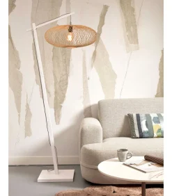 Outlet Vloerlamp Cango - Bamboe Wit/Naturel - 36x60x176cm Vloerlampen