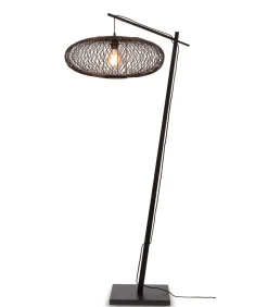 New Vloerlamp Cango - Bamboe Zwart/Zwart - 80x60x176cm Vloerlampen