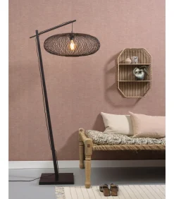 New Vloerlamp Cango - Bamboe Zwart/Zwart - 80x60x176cm Vloerlampen