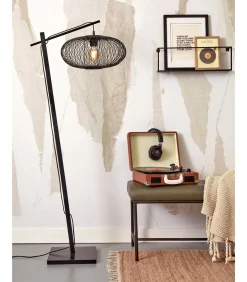 Online Vloerlamp Cango - Bamboe Zwart/Zwart - 62x40x150cm Vloerlampen
