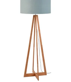 Outlet Vloerlamp Everest - Lichtgrijs/Bamboe - Ø60cm Vloerlampen