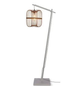 Sale Vloerlamp Hokkaido - Bamboe Wit/Naturel - 63x36x176cm Vloerlampen