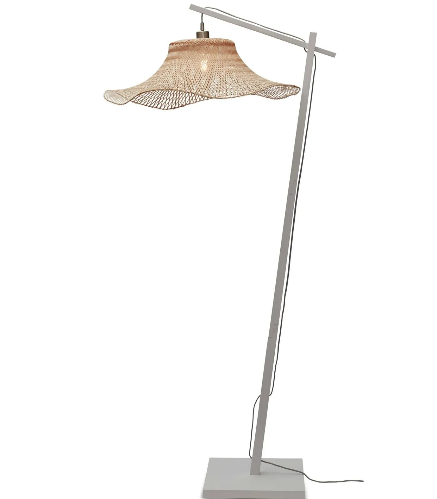 Clearance Vloerlamp Ibiza - Bamboe Wit/Naturel - 83x65x176cm Vloerlampen
